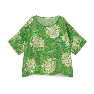 Maliparmi Blouses, female, Green, Size: 2XL Collection Print Shirt