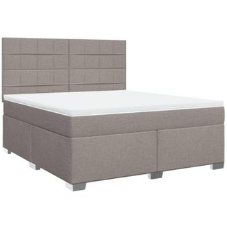 vidaXL Cama Box Spring Con Colch&oacute;n Tela Gris Taupe 180x200 Cm Vidaxl