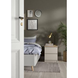 Dmora Dmora - Mesita De Noche Eryndor, C&oacute;moda Baja Con 2 Cajones, Mesita De Noche Elegante Y Funcional, 40x50 H50 Cm, Beige