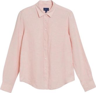 GANT Reg Linen Chambray Shirt - Dames - Overhemden - Oranje - M - Linnen - Overhemden