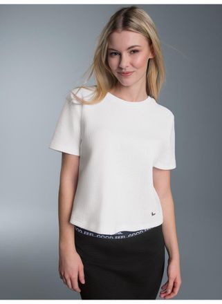 Trigema T-Shirt TRIGEMA TRIGEMA Cropped Oversized T-Shirt in Waffeloptik, Damen, Gr. XXL, weiss (wei&szlig;), 100% Baumwolle, Shirts T-Shirt