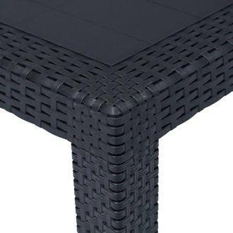 Berkfield Home Garden Table Anthracite 220x90x72 cm Plastic Rattan Look in Black | Size: 220 x 90 x 72 cm