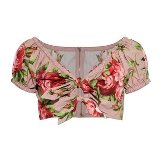 Dolce & Gabbana Top Corto con Motivo Floreale - - Blouses & Shirts - Donna - Multicolore - L