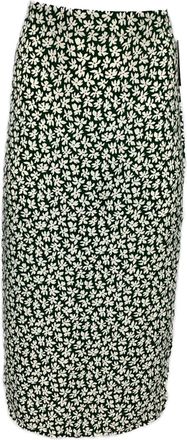 Reformation Floral Printed Slit Midi Skirt in Green Viscose
