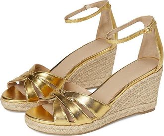 Lauren Ralph Lauren Nellie Metallic Nappa Leather Espadrille Womens Wedge Shoes Modern Gold : 8.5 B - Medium
