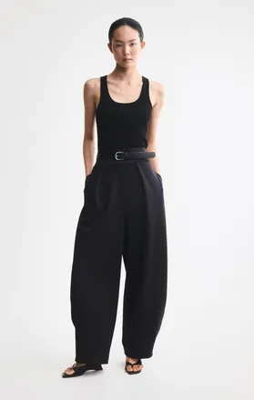 H&M Pleated Barrel-leg Pants in Black at Nordstrom, Size X-Large
