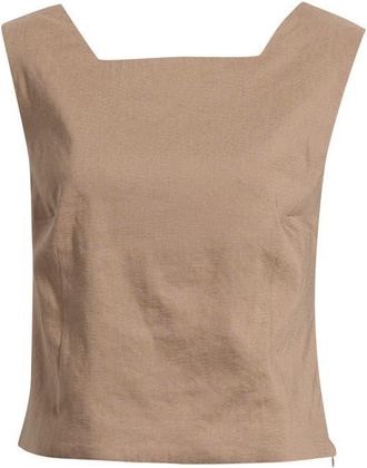 Nordstrom Linen Blend Shell Top in Brown Lentil at Nordstrom, Size Xx-Large