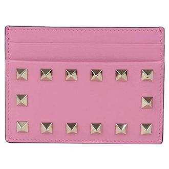 Valentino Pre-owned Wallets, female, Pink, Size: ONE SIZE Pre-owned Rockstud Card Holder Wallet