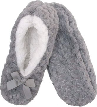 BambooMN Adult Super Soft Warm Cozy Fuzzy Soft Touch Sleeper Slippers Non-Slip Lined Socks - Grey - X-Large (UK Size 8-9)