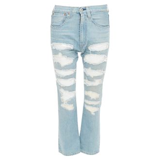 Junya Watanabe DENIM 2020 light blue white sequin embellished mid rise jeans XS