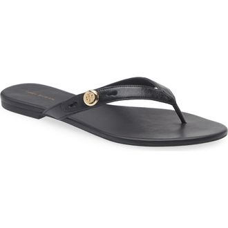 Tory Burch Romy Leather Thong Sandal in Perfect Black at Nordstrom, Size 10.5