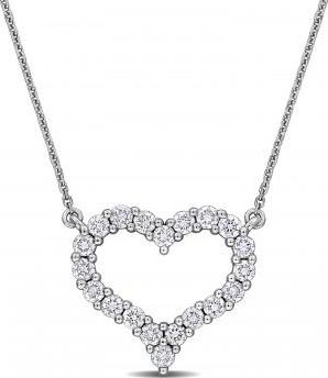Allurez Round Cut Lab Grown Diamond Heart Pendant 14K White Gold (1.00ct)