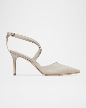 Bernardo Yazmin Leather Crossover-Strap Pumps