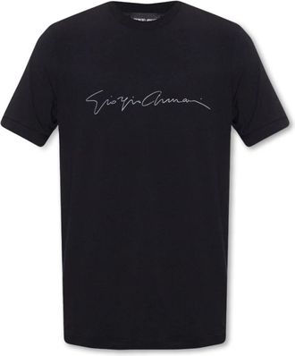 Giorgio Armani ASV stretch-viscose T-shirt met kenmerkend logo - Heren - T-shirts - Zwart - L - Tops