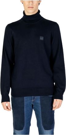 HUGO BOSS Hugo, Turtlenecks, male, Blue, Size: XL Mens Sweater Autumn/Winter Collection