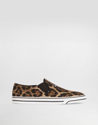 Dolce & Gabbana Leo-print Canvas Dg Sailing Sneakers - Man Sneakers Animal Print 41.5