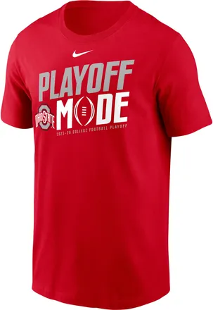 Nike Ohio State 2025/26 College Football Playoff Bound Pass Protection Nike Mens College T-Shirt in Red | N19965NOB2-44W