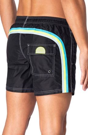 Sundek Stripe Board Shorts in Black at Nordstrom, Size X-Small