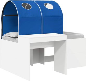 vidaXL Cama Con T&uacute;nel 3 Uds. Blanco Y Azul Madera De Ingenier&iacute;a Vidaxl