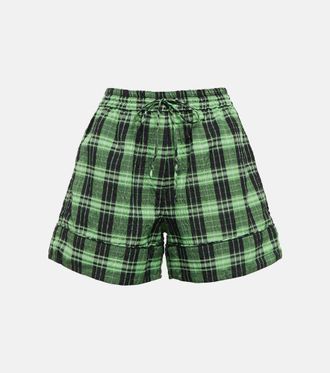 Ganni Checked seersucker shorts