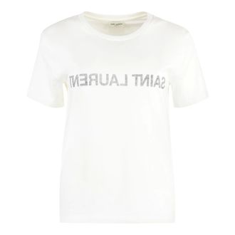 Saint Laurent Tops, Dames, Wit, M, T-Shirts