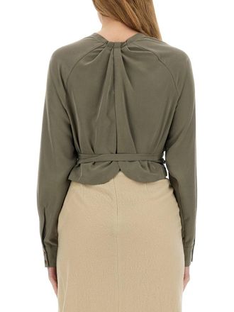 Alysi Ruffled Cropped Blouse - Green