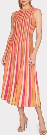 Milly Metallic Stripe Midi Sweater Dress in Coral Multi at Nordstrom Rack, Size Medium