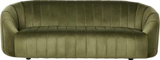 Beliani Sof&aacute; 3 Plazas Terciopelo Asiento Acolchado Respaldo Bajo Retro Contempor&aacute;neo Verde Oscuro Malung