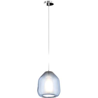 Top-Light Sospensione Contemporanea Double Skin Beta Metallo Cromo Vetro Blu 1 Luce E27