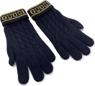 Gucci Pre-owned Gebreide Handschoenen - Dames - Vintage Accessoires - Zwart - ONE Size - Wol - Vintage