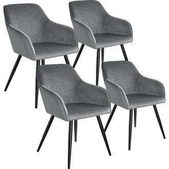 TecTake Dining Chair Marilyn Set Of 4 - Grey/Black in Grey | Size: 4 Pack