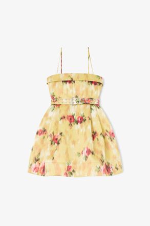 Ganni Dress in Yellow Printed Satin - Size 10/12 Aurora