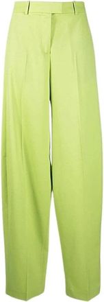 The Attico Tailored broek met wijde pijpen - Dames - Wijde Broeken - Groen - S - Katoen - Broeken
