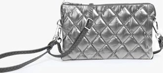 Jen & Co. Womens Nylon Puffer Quilt 3 Compartment Convertible Wristlet In Graphite
