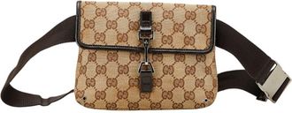 Gucci Beige Brown Canvas Leather Fanny Pack (Pre-Owned)