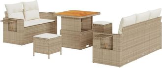 vidaXL Garden Sofa Set Height-Adjustable 8 pcs Beige Poly Rattan Vidaxl