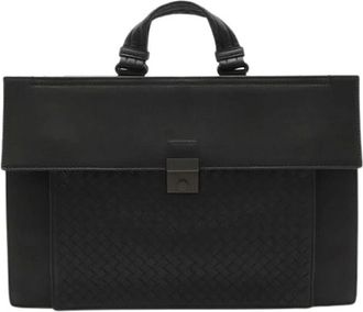 Bottega Veneta Pre-owned Intrecciato Leren Aktetas - Heren - Vintage Handtas - Zwart - ONE Size - Leer - Vintage