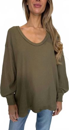 Free People Coast 2 Coast Thermal Top In Gothic Olive Cross