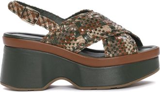 Pons Quintana Schoenen, Dames, Groen, 40 EU, Handgemaakte Multicolor Gevlochten Leren Sandaal