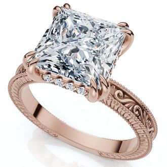 Pompeii3 Certified 2 1/2Ct Princess Cut Louve Diamond Engagement Ring 14k Gold Lab Grown