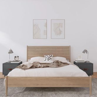 vidaXL Vidaxl - Mesitas De Noche 2 Uds Madera Maciza De Pino Gris 40x34x35 Cm
