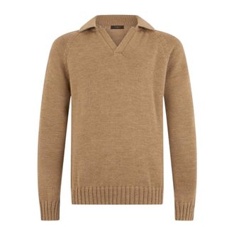 Zanone V Polo - Heren - Truien - Beige - Maat: L Wol