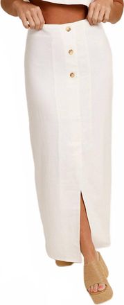 Moon River Winnie Linen Midi Skirt In White