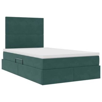 vidaXL with Mattress with Headboard Dark Green 120 x 200 cm Velvet vidaXL