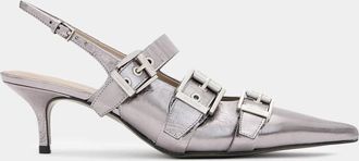 AllSaints Goat Leather Grace Leather Chain Slingback Heels, Size: UK 7/US 10/EU 40