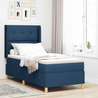 vidaXL Vidaxl - Letto A Molle Con Materasso Blu 90 X 200 Cm Tessuto