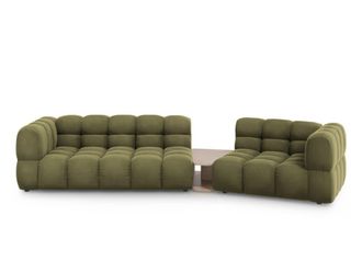 Cosmopolitan Design Sof&aacute; modular derecho 3 plazas de terciopelo verde claro