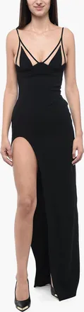 DAVID KOMA Asymmetric Maxi Dress with Mesh Details David Koma
