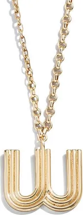 BaubleBar Oversize Etched Letter Initial Pendant Necklace in Gold W at Nordstrom