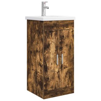 vidaXL Vanidad De Ba&ntilde;o Con Lavabo Roble Ahumado 42 X 40 X 84,5 Cm Vidaxl